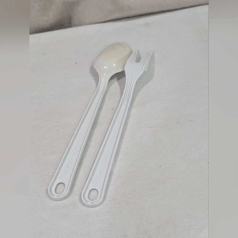 Tailor Made Products Vintage Nylon Kitchen Utensil 2pcs White Spoon Fork Vintage